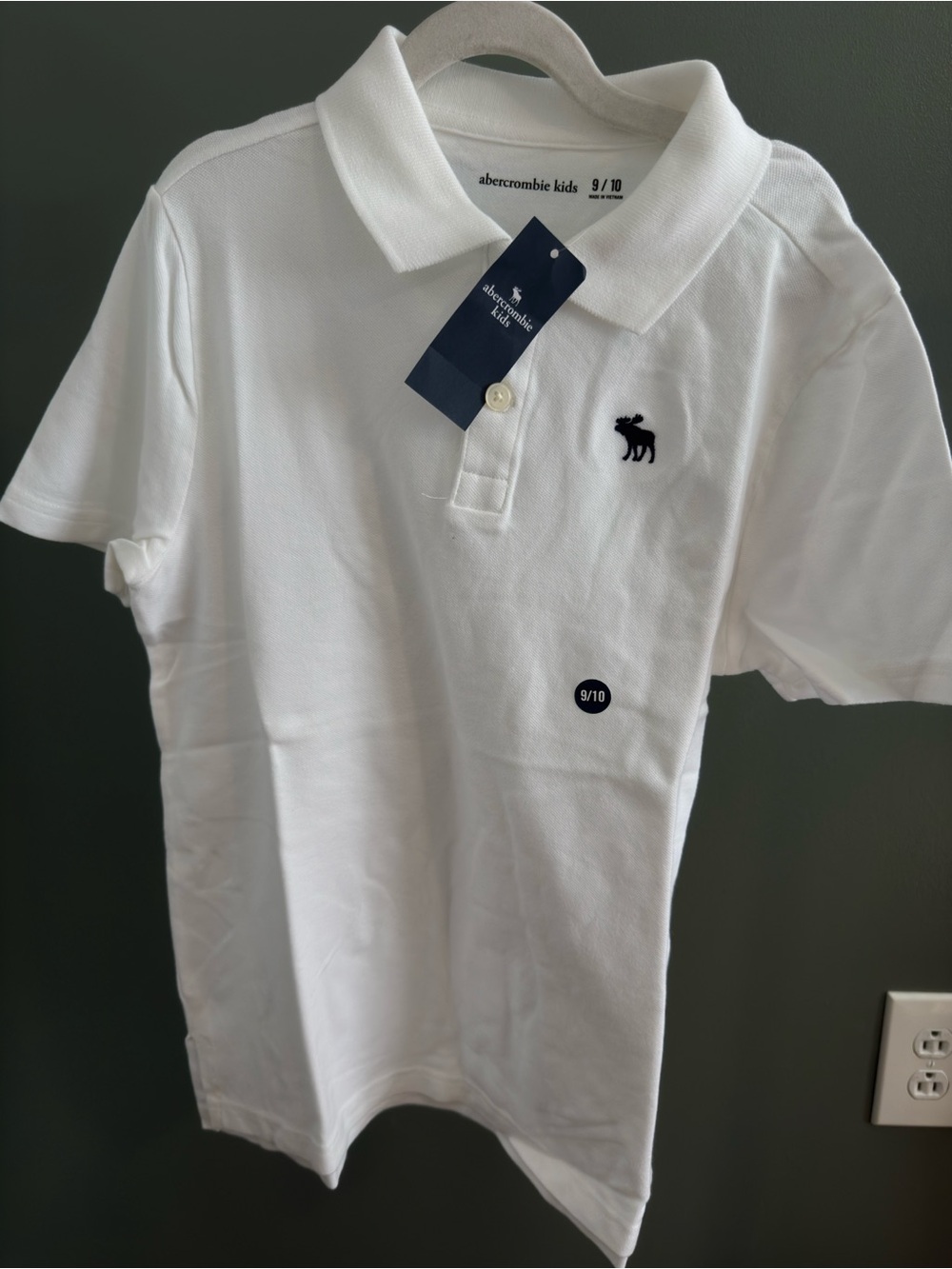 abercrombie kids White Polo Shirt with Navy Logo